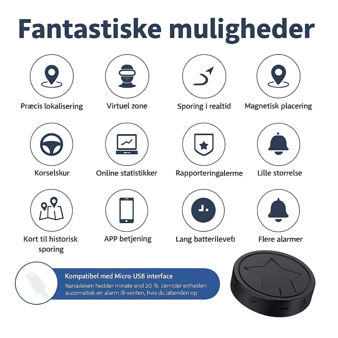 Magnetisk Mini GPS-tracker til Live Overvågning