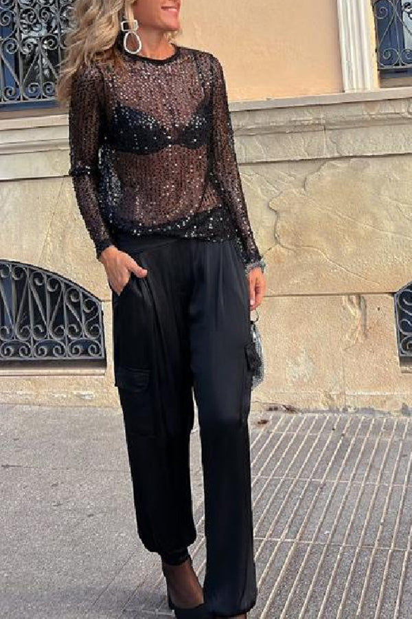 Festlig Pailletbluse – Strålende Elegance