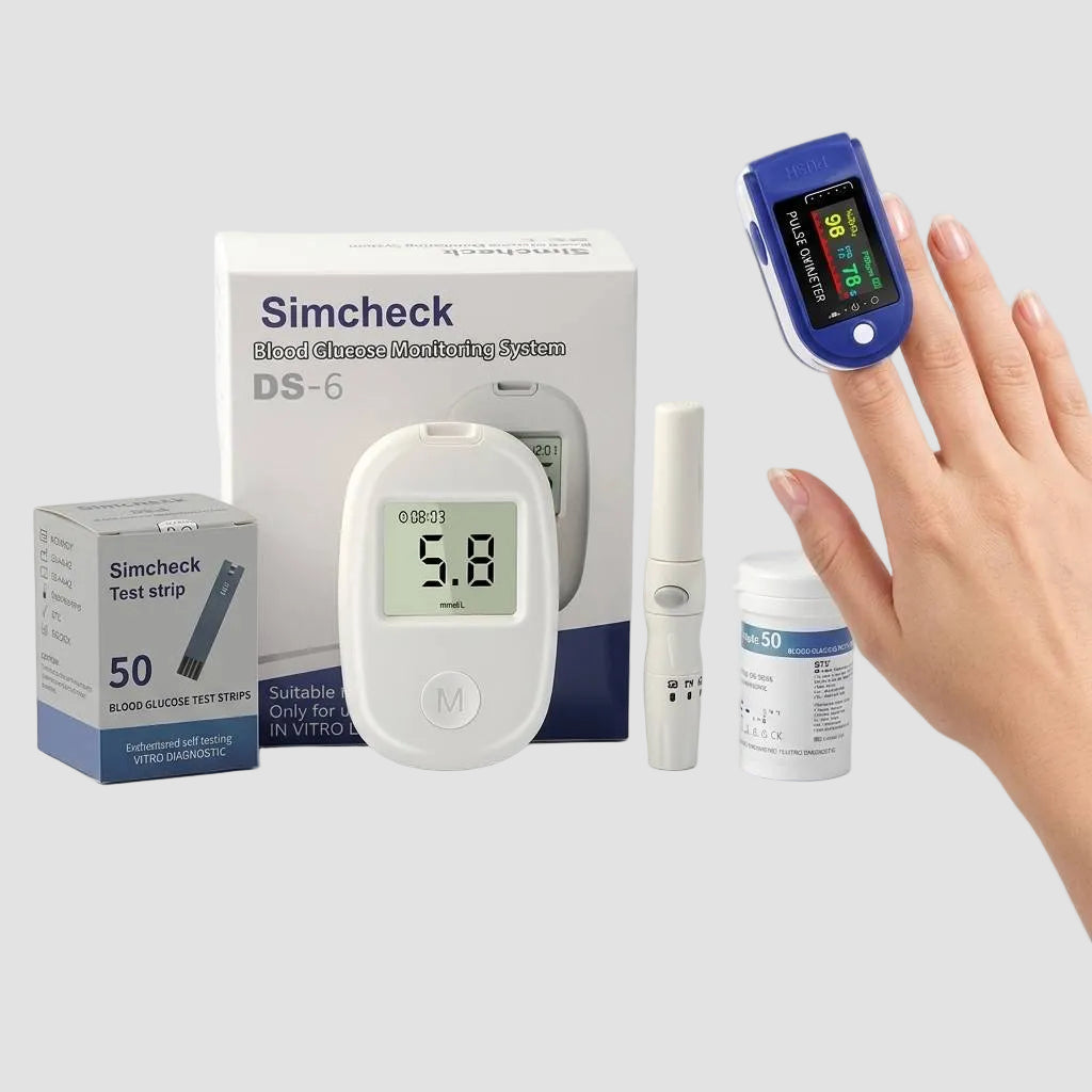 Sundhedsmåler Sæt – Pulsoximeter (SpO₂ & Puls) + Blodsukkermåler DS-6