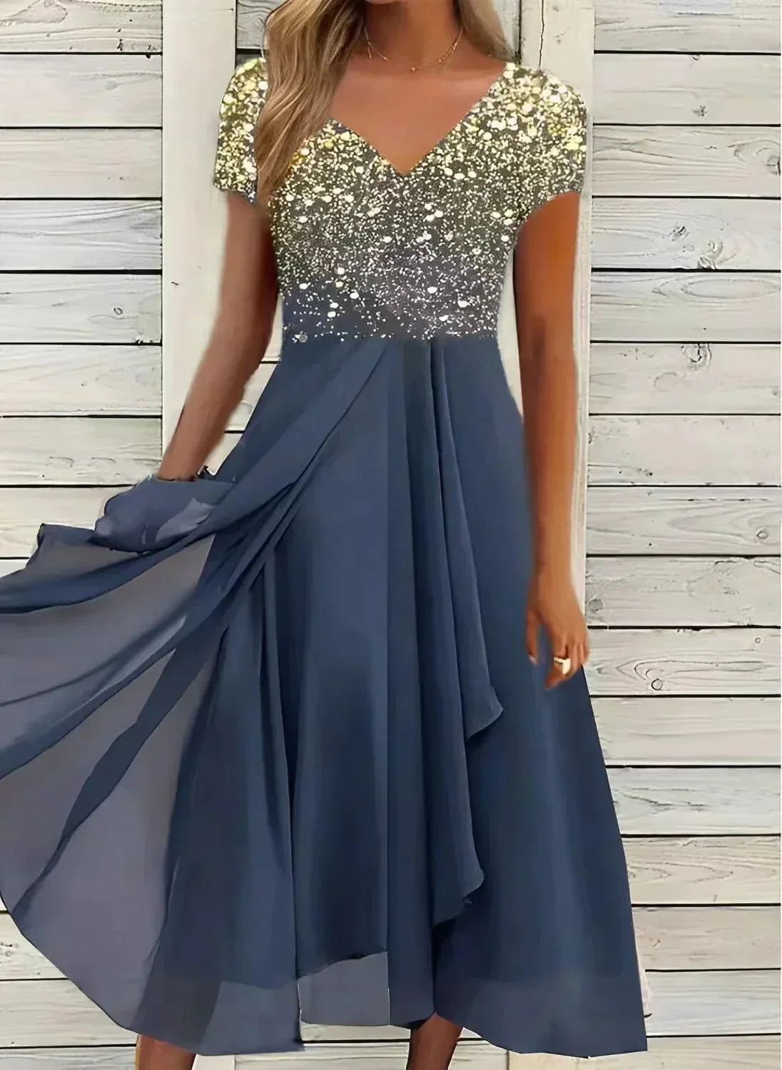 Festkjole – Luftig Chiffon med Elegant Fald