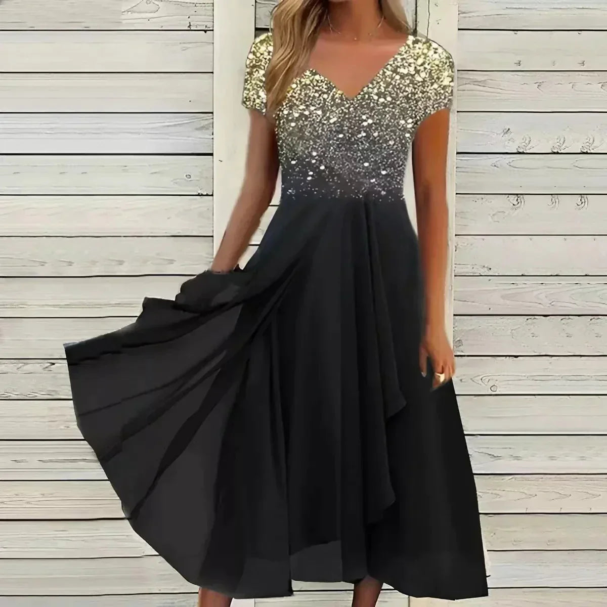 Festkjole – Luftig Chiffon med Elegant Fald