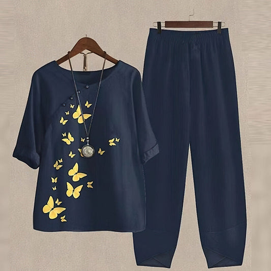 Elegant Bluse- og Buksesæt
