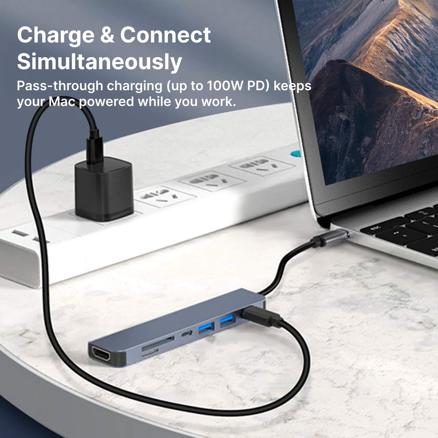 USB-C Hub – Hurtig Opladning & 4K Skærm