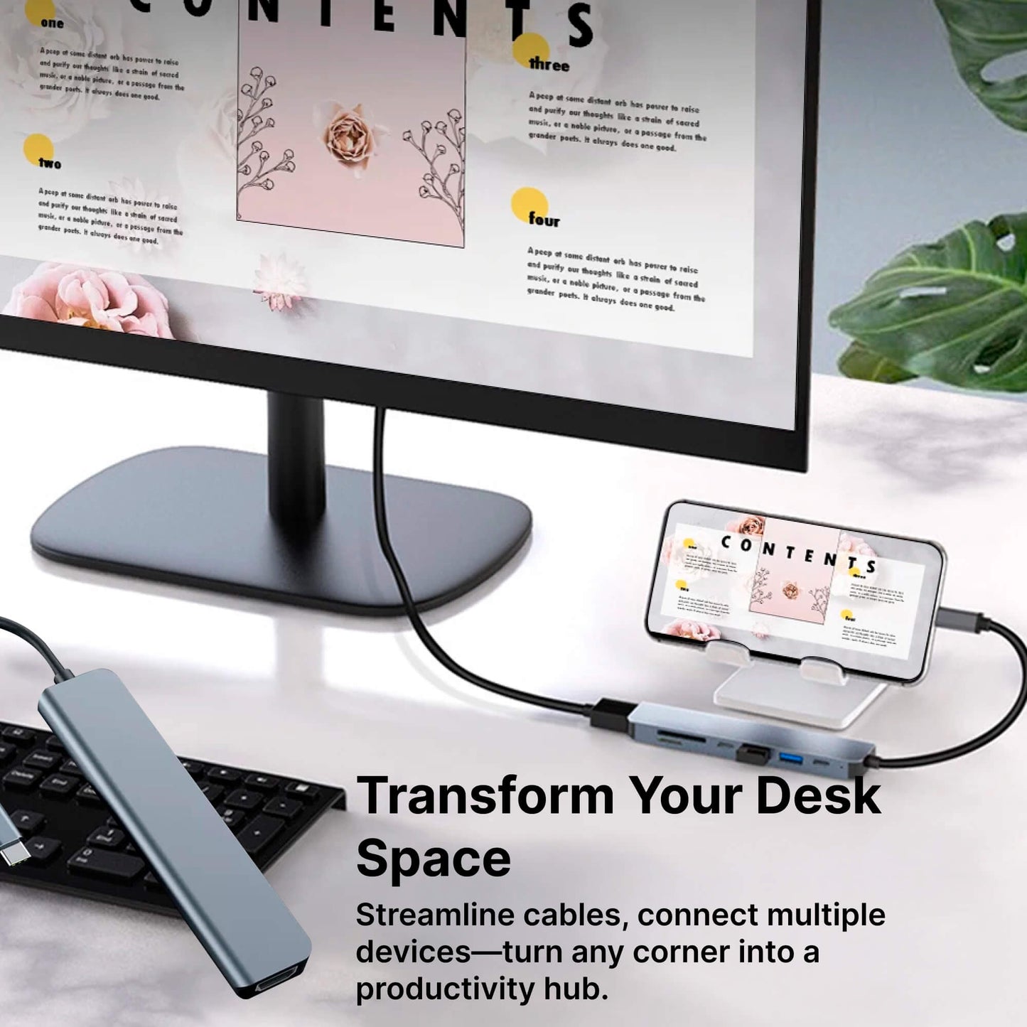 USB-C Hub – Hurtig Opladning & 4K Skærm