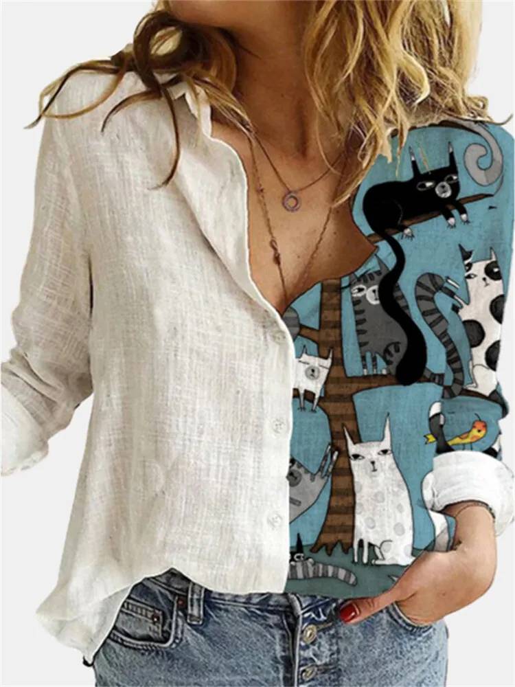 Farverig Statementskjorte i Let Materiale