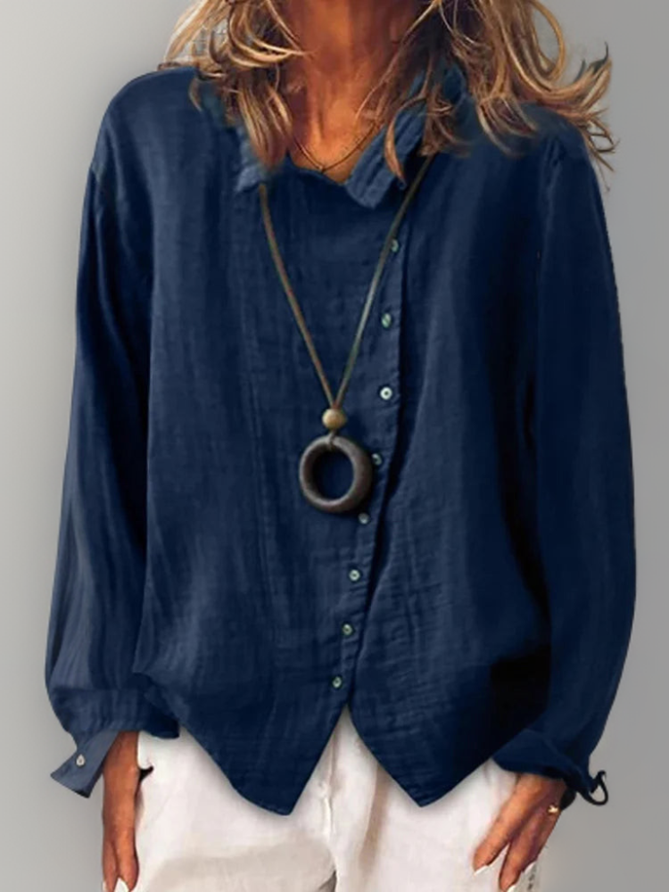 Luftig Knapbluse med Elegant Fald