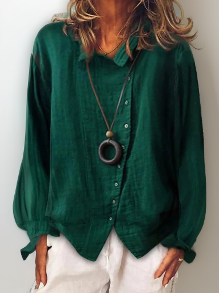Luftig Knapbluse med Elegant Fald