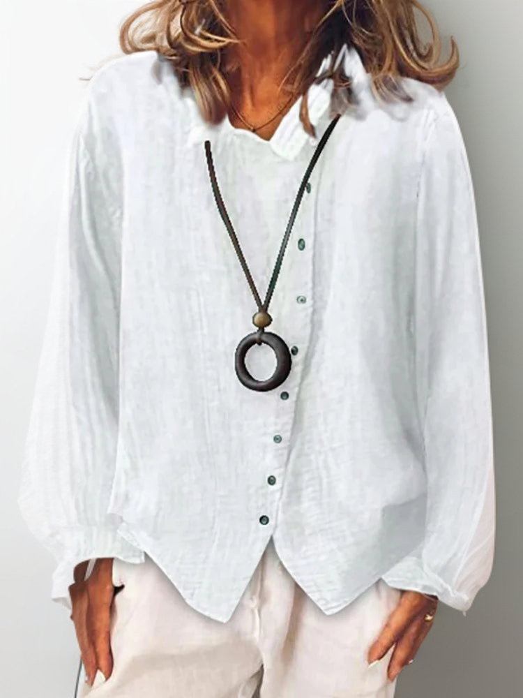 Luftig Knapbluse med Elegant Fald