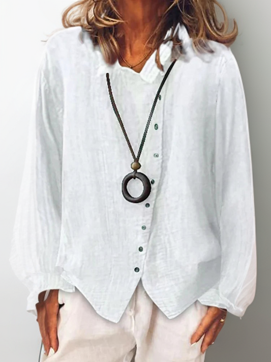 Luftig Knapbluse med Elegant Fald