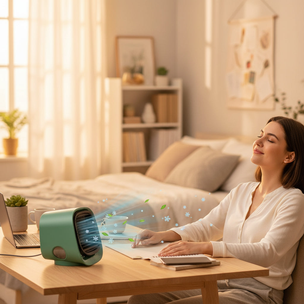 Personlig transportabel aircondition med USB-miniventilator