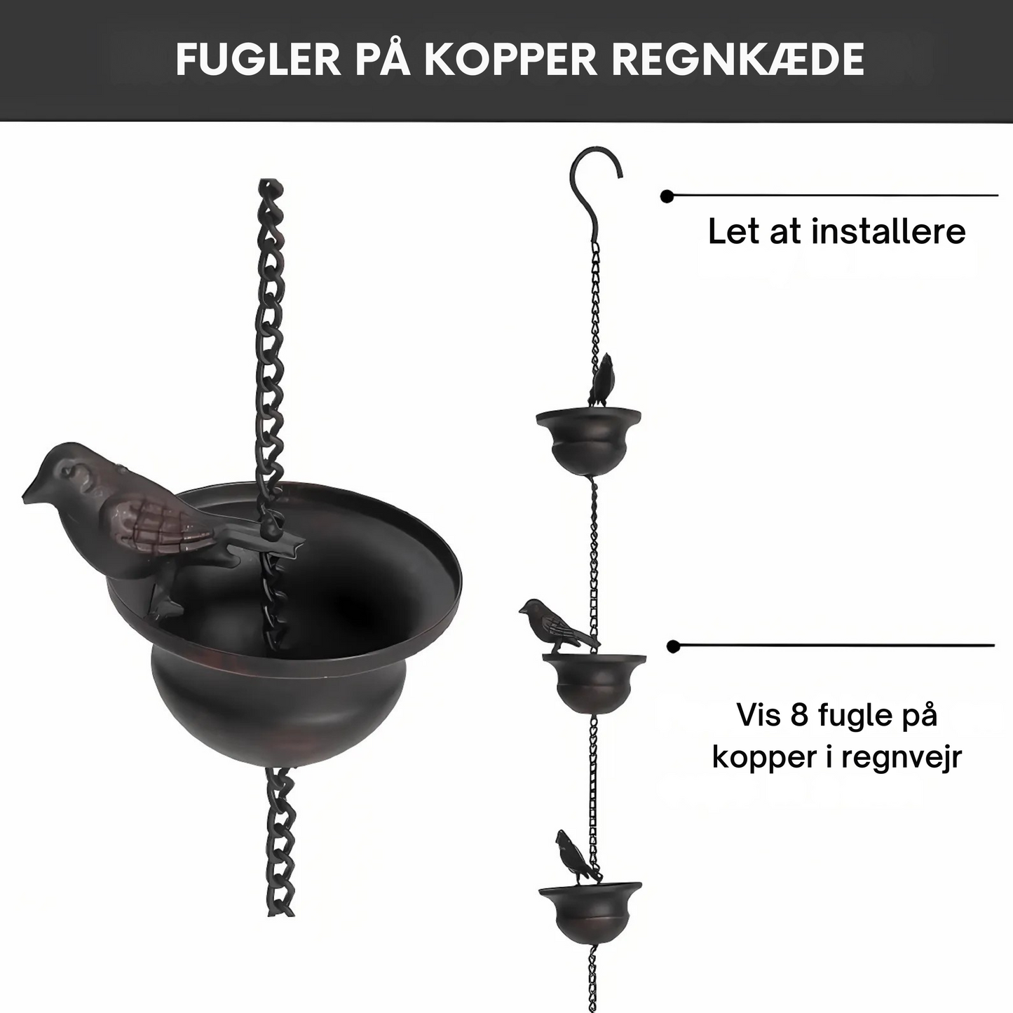 Dekorativ Fuglebad Regnkæde