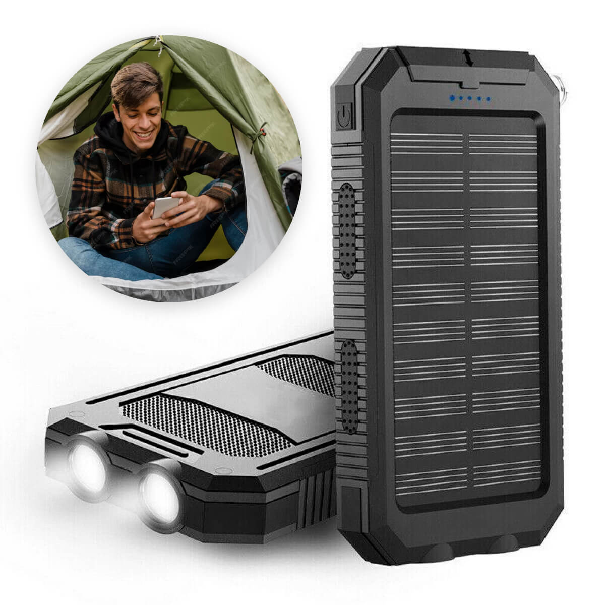 Solenergi-Powerbank med 20,000mAh & Dual-USB