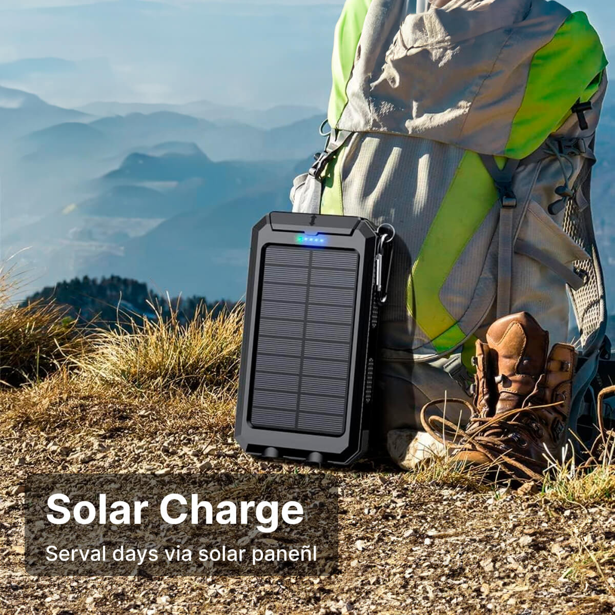 Solenergi-Powerbank med 20,000mAh & Dual-USB