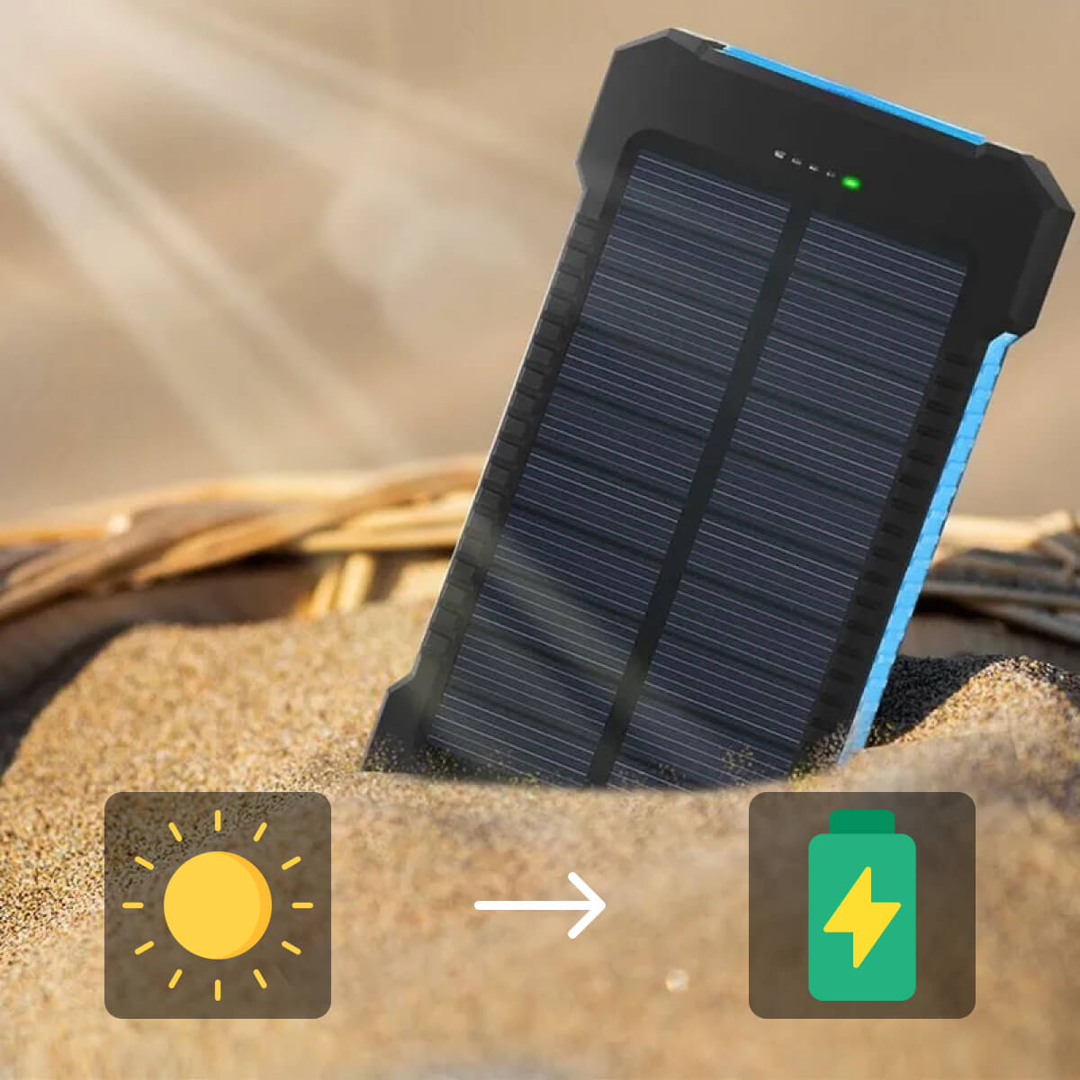 Solenergi-Powerbank med 20,000mAh & Dual-USB