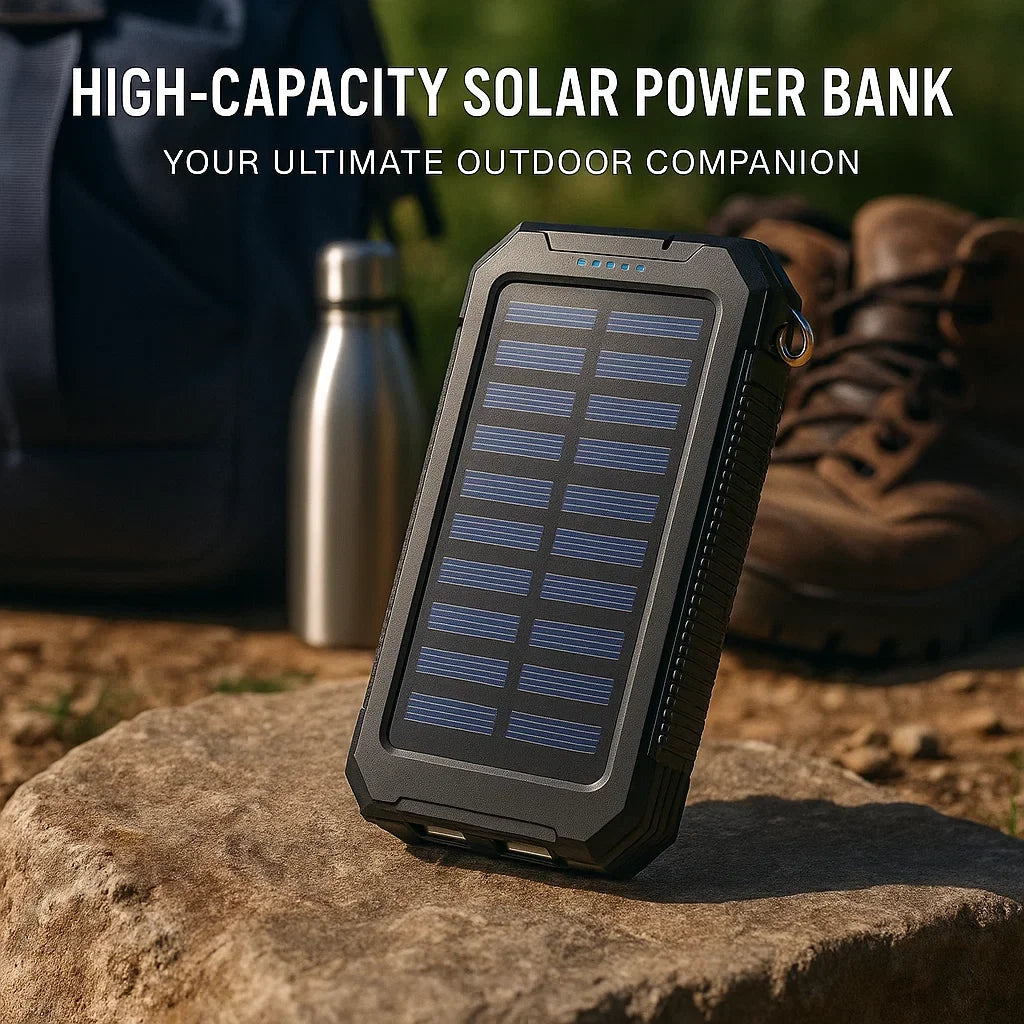 Solenergi-Powerbank med 20,000mAh & Dual-USB