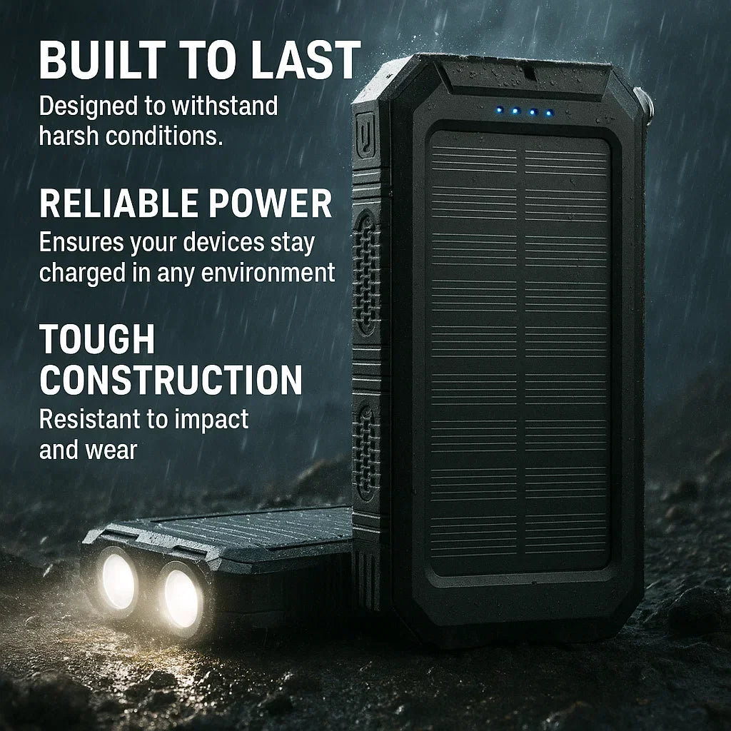 Solenergi-Powerbank med 20,000mAh & Dual-USB