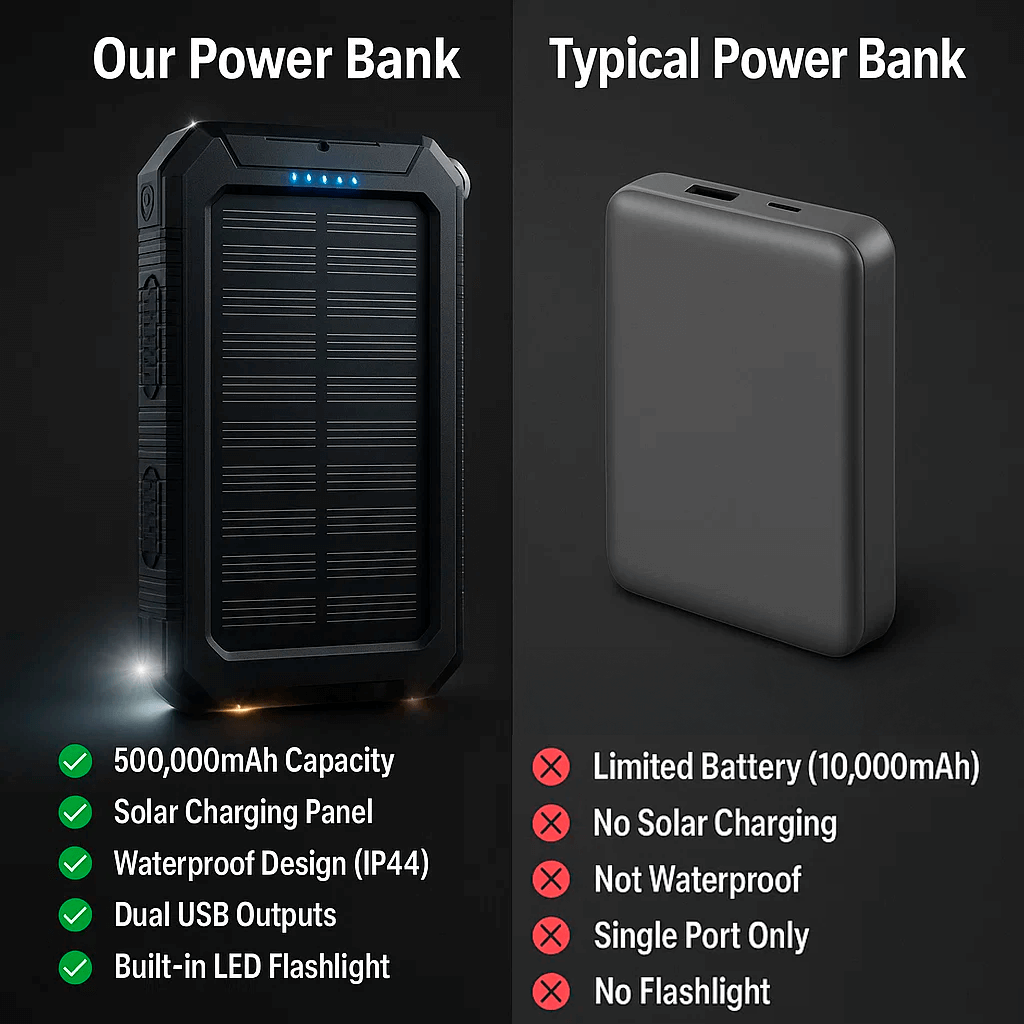 Solenergi-Powerbank med 20,000mAh & Dual-USB