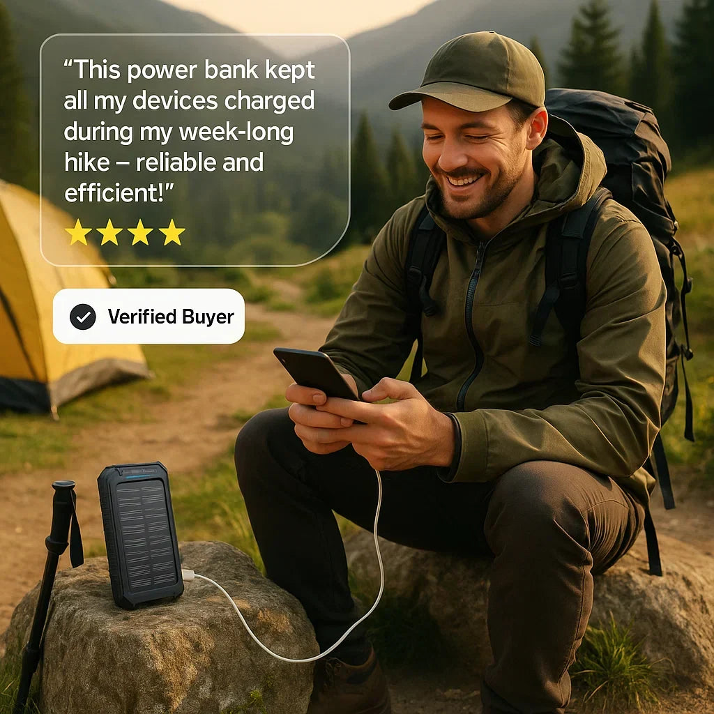 Solenergi-Powerbank med 20,000mAh & Dual-USB