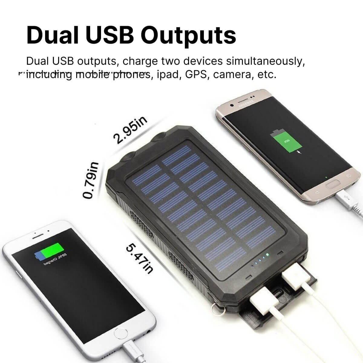 Solenergi-Powerbank med 20,000mAh & Dual-USB