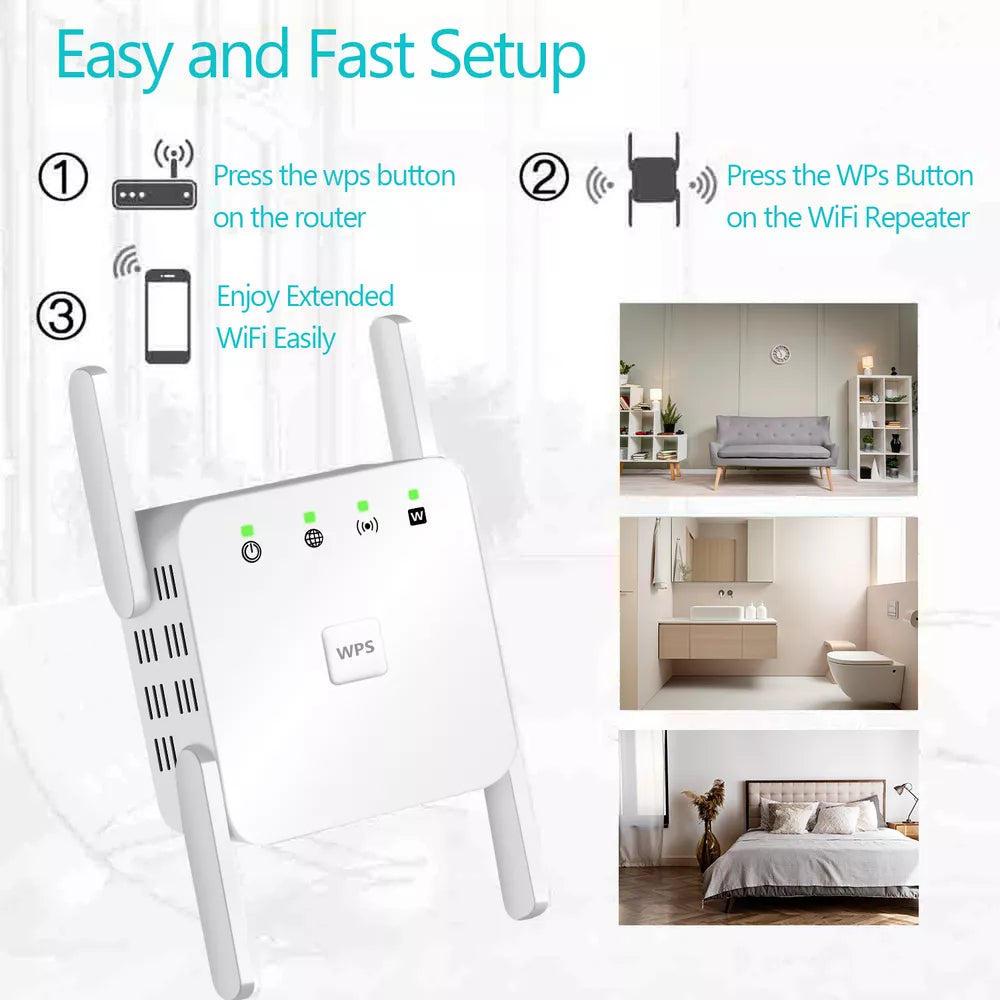 5G WiFi Repeater med 1200Mbps & 4 Antenner