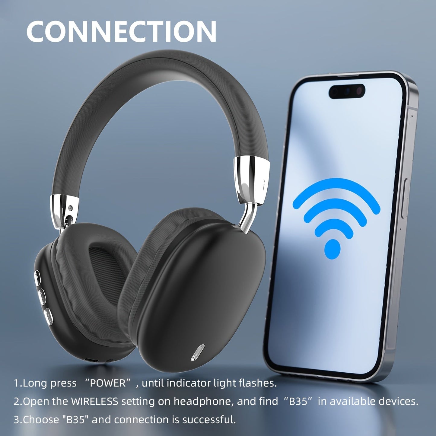 Trådløst Gaming Headset med Hi-Fi Stereo og Dyb Bas