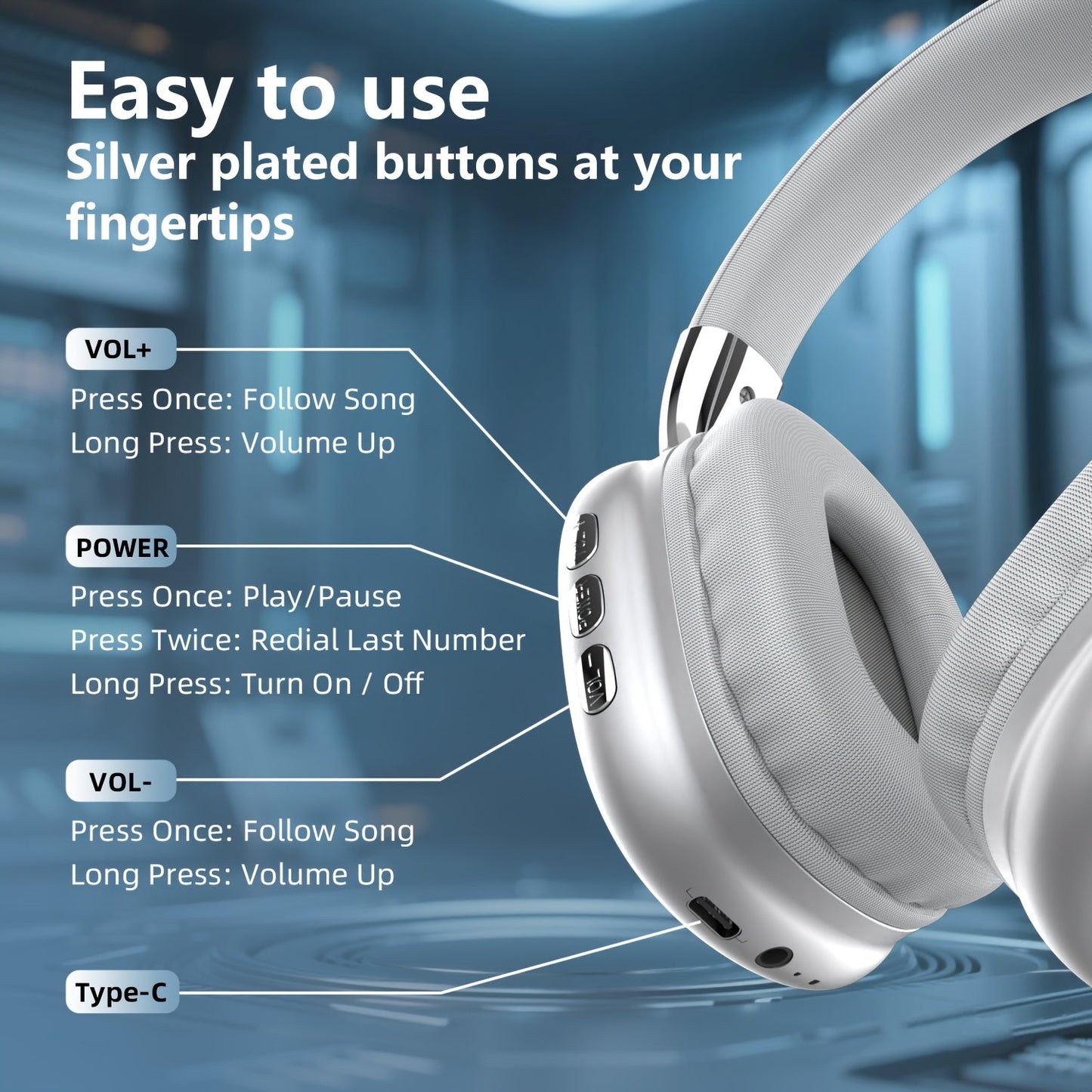 Trådløst Gaming Headset med Hi-Fi Stereo og Dyb Bas