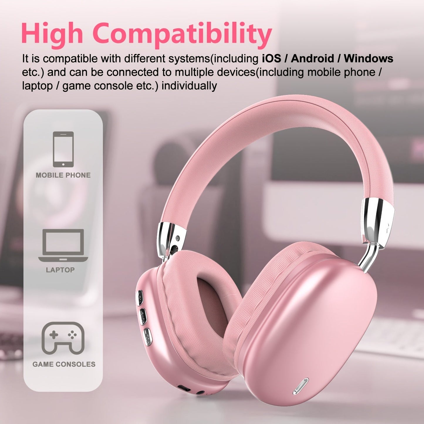 Trådløst Gaming Headset med Hi-Fi Stereo og Dyb Bas