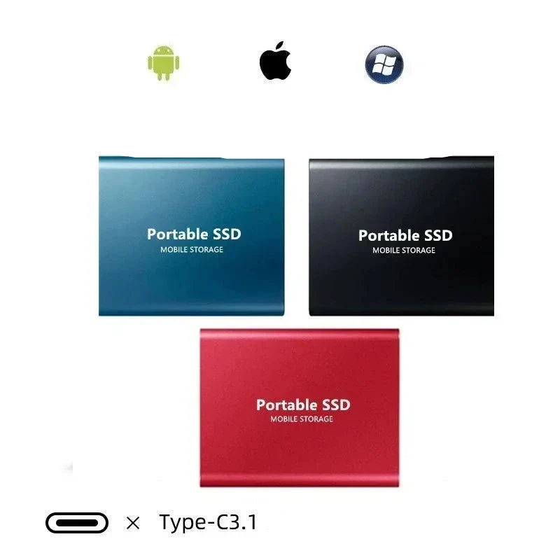 Ekstern SSD 2TB Lagring med USB3.1 & M.2 Type-C