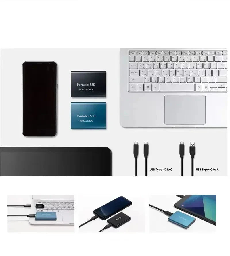 Ekstern SSD 2TB Lagring med USB3.1 & M.2 Type-C