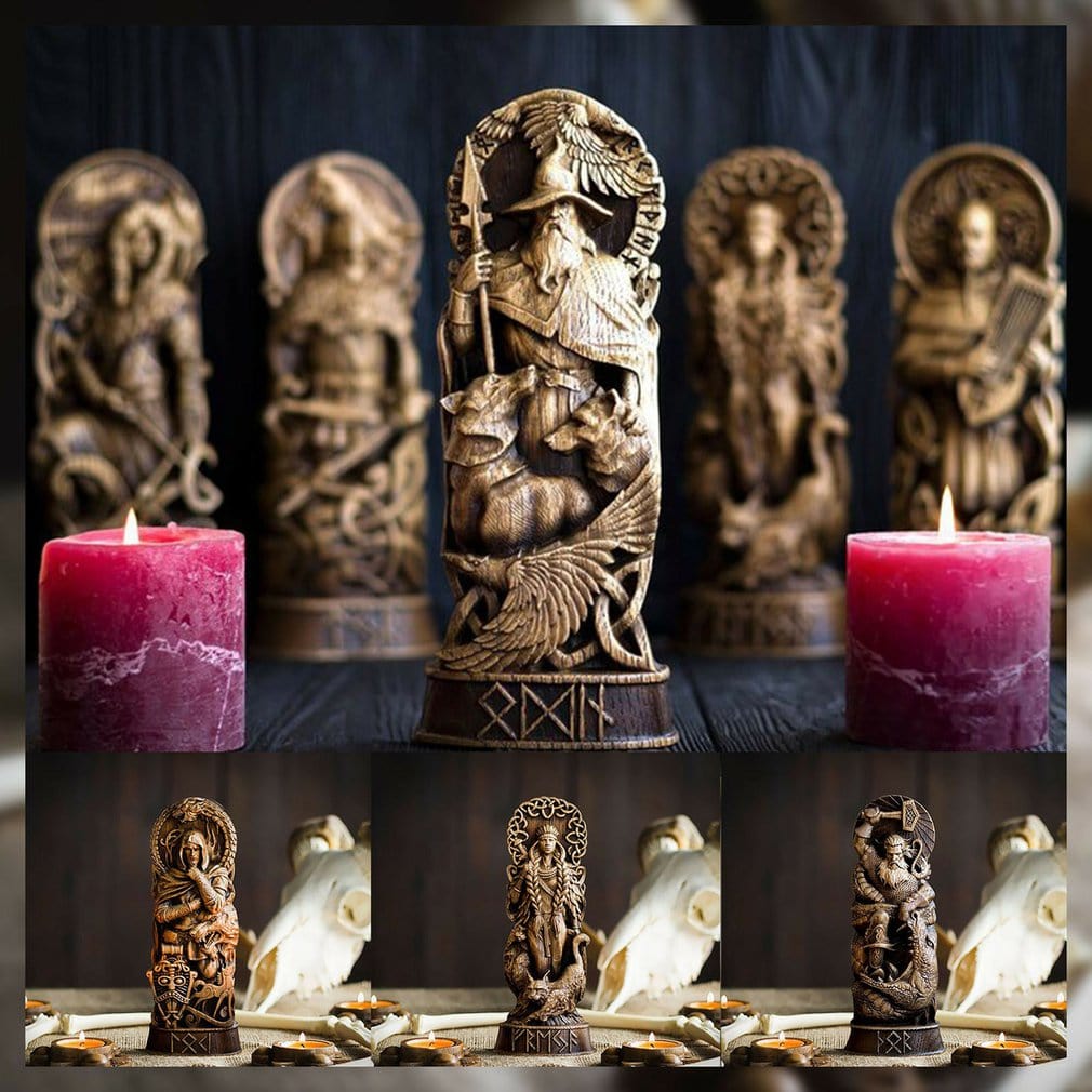 Statuette af nordiske guder i resin