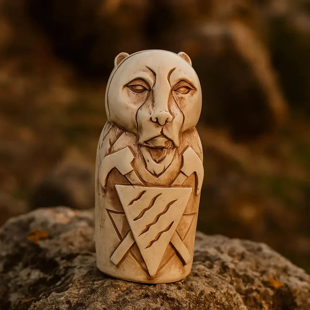 Nordisk bjørne-statuette i realistisk udformning