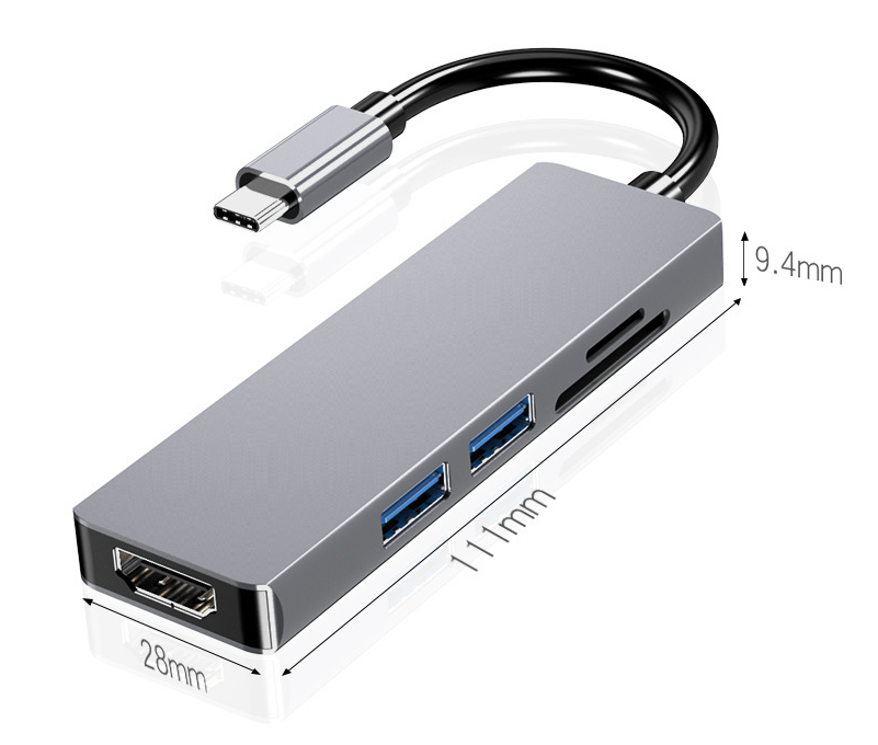 USB-C Hub – Kompakt 5-i-1 Løsning med HDMI 4K