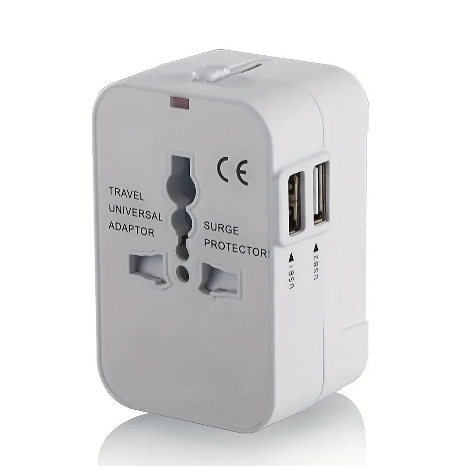 Global rejseadapter med duale USB-opladningsporte