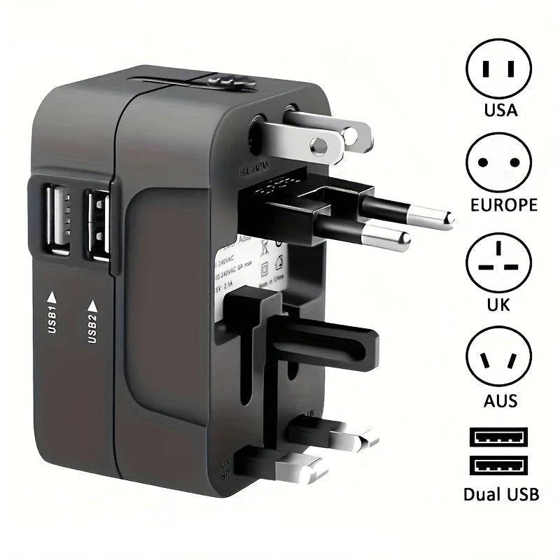 Global rejseadapter med duale USB-opladningsporte