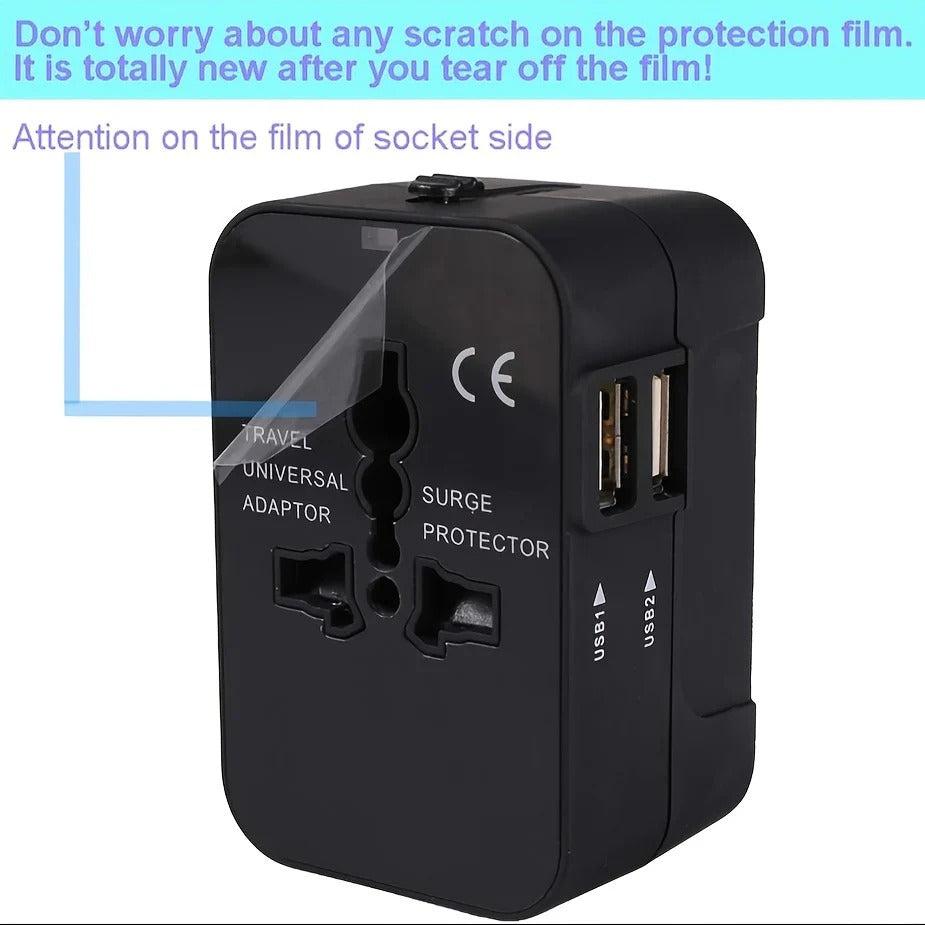 Global rejseadapter med duale USB-opladningsporte