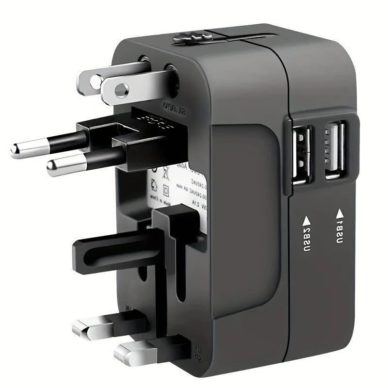 Global rejseadapter med duale USB-opladningsporte