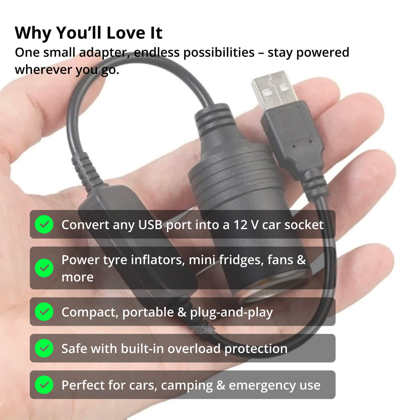 USB til 12V Biladapter – Enkel Plug & Play Strømløsning