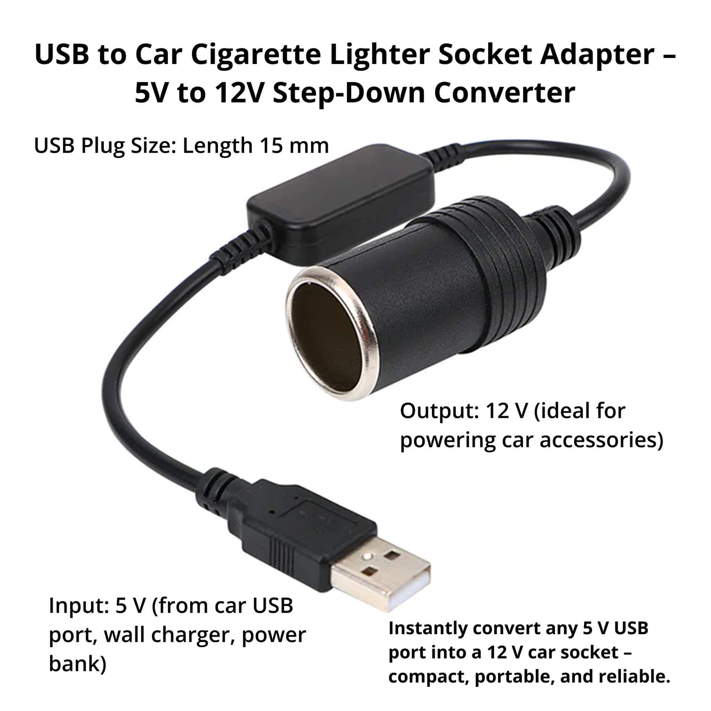 USB til 12V Biladapter – Enkel Plug & Play Strømløsning